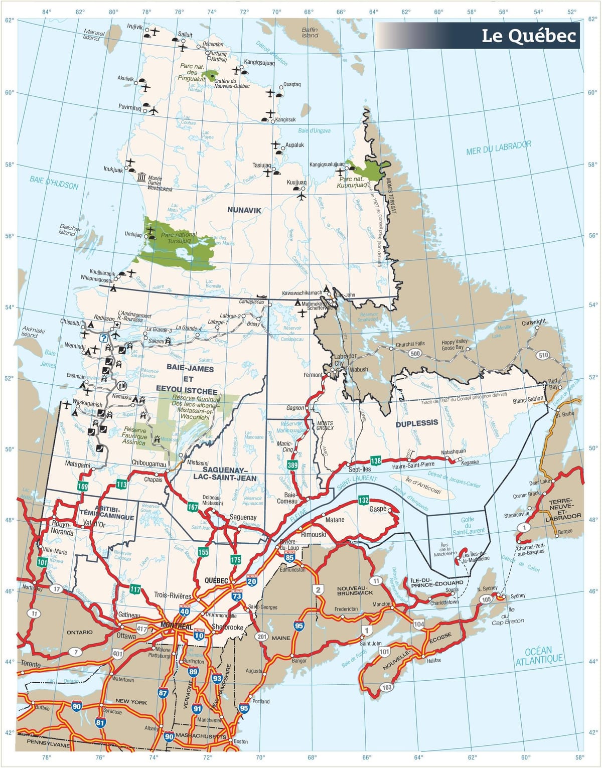 Карта доріг quebec Канада